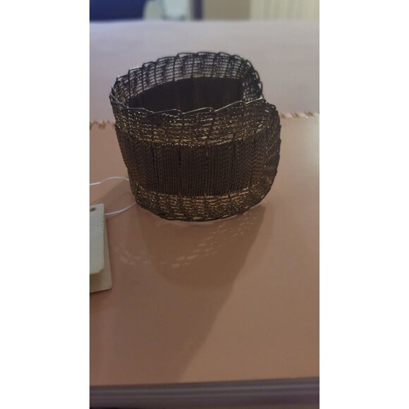 World Finds Artisans handmade woven antique goldtone wire bracelet - Picture 3 of 5